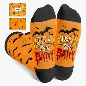 Halloween Socks Teens Kids Orange Bat Knee High Novelty Socks Boys Girls